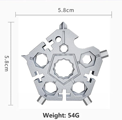 23- in-1 Pentagonal Pocket Tool, 2021 Snowflake Multitool Tool with Stainless Steel, Outdoor Tool for Drill Drive, Screwdriver, Bottle Opener, Wrench, Bicycle Spokes, ETC Gifts for Father Boyfriend