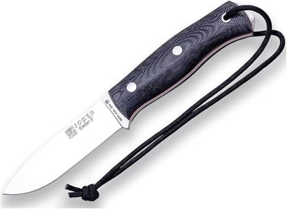 Joker Survival Knife Ember F CM123, 4.13 inches Blade of SANDVIK 14C28N Steel, Black Leather Sheath, micarta Canvas Handle, Paracord 550 Included, Tool for Fishing, Hunting, Camping and Hiking