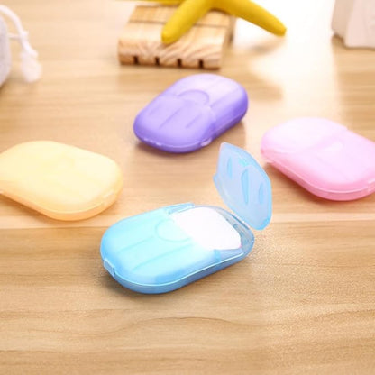 4PCS Disposable Hand Washing Paper Soap Sheets, Mini Portable Cleaning Paper Soap Tablet, Suitable for Travelling Outdoor Camping Carrying(80 Sheets)