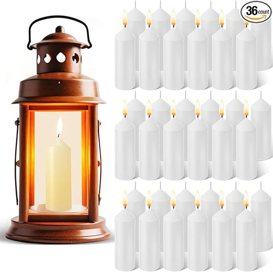 36 Pack 9 Hour Emergency Candles Compatible with Candle Lanterns Emergency Candles Long Burning Survival Candles for Outdoor Camping Emergency Survival Preparedness (Lantern Not Included)