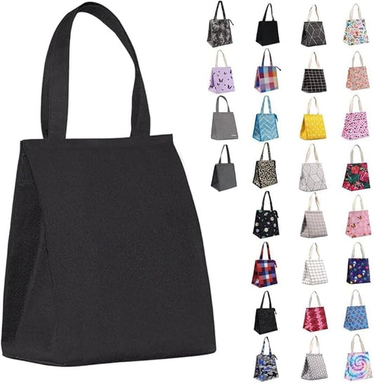 iknoe Lunch Bag Insulated Lunch Bags for Women & Men,9L Reusable Lunch Tote, Portable Adult Thermal Large Lunch Cooler for Work Picnic Beach (PureBlack)