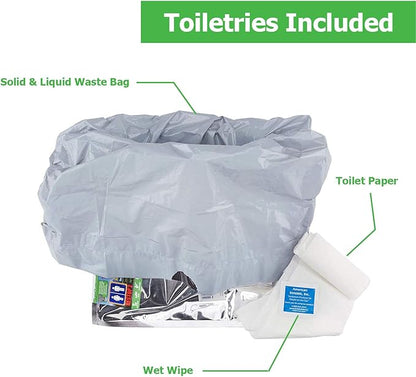 2 - Portable Toilet Solid (Poop) and Liquid (Pee) Leak Proof Waste Bag - Toilet Paper and Wet Wipe Included