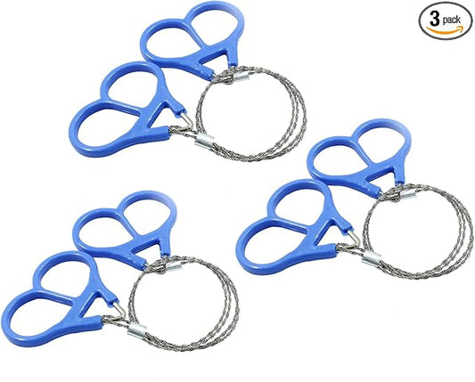 3 Pcs Stainless Steel Survival Wire Saw 21.65 Inch, Garrote Wire Cable Saw String Saw, Emergency Pocket Saw Rope Saw Hand Tool for Wood Cutting Hiking Hunting
