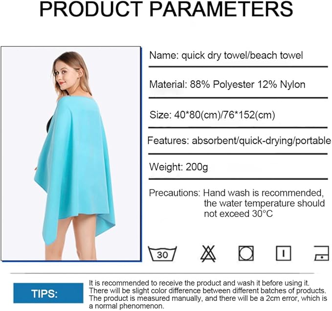 3Pack Quick Drying Soft Microfiber Towel, Sport Super Absorbent Bath Beach Towel Portable Gym Towel for Camping Swimming Running Yoga Golf Hiking Towel (Sky Blue)