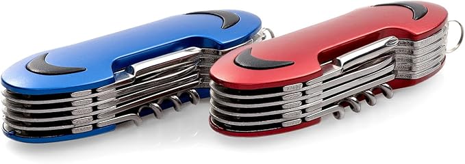 2 PCS Pack Foldable Pocket Swiss Style Army Knife, 12-in-1 Multitools Pocket Knife for Camping Hiking Multi Function Survival Tool