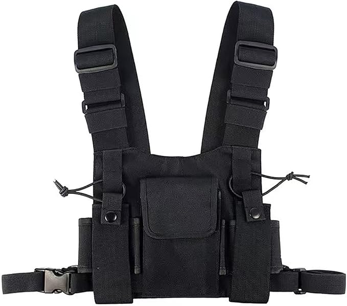 Ousawig Universal Radio Chest Harness Bag Tactical Chest Front Pack Pouch Holster Vest for Two Way Radio Walkie Talkie