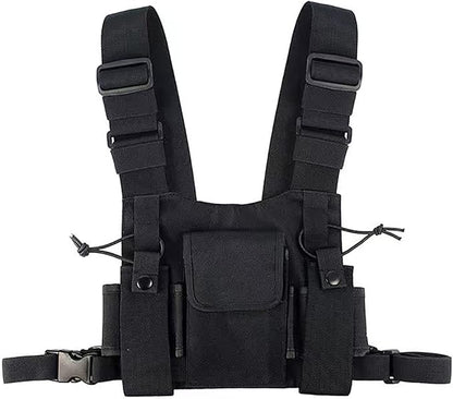Ousawig Universal Radio Chest Harness Bag Tactical Chest Front Pack Pouch Holster Vest for Two Way Radio Walkie Talkie