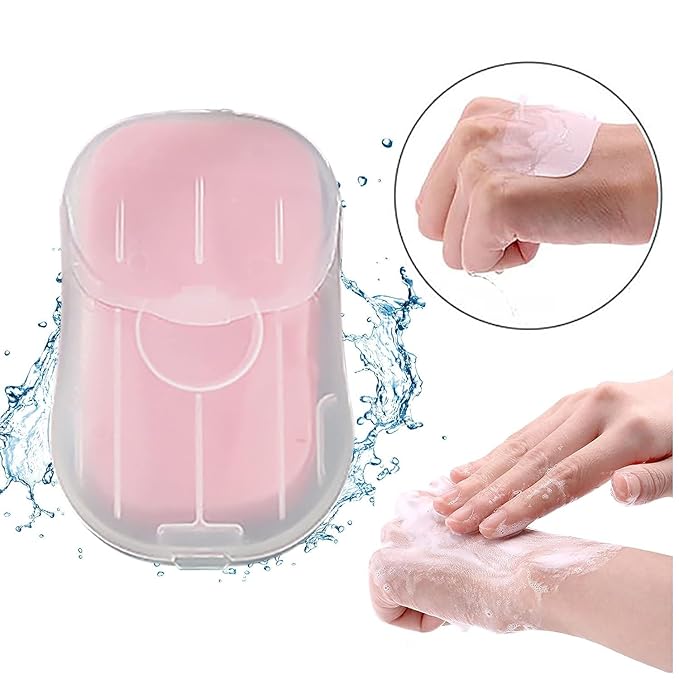 6 Box Red Portable Soap Sheets, Mini Portable Travel Soap Paper Sheets Disposable Water Soluble Hand Washing Bath Scented Paper Soap for Outdoor, Camping Hiking, Personal Care