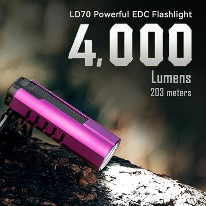 IMALENT LD70 Pocket EDC Flashlight, 4000 Lumens Compact Bright Powerful Flashlights with CREE XHP70.2 LED, Rechargeable Handheld Torch for Camping and Hiking (Purple)