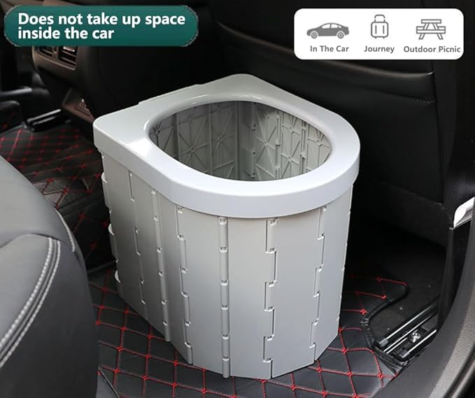 Portable Foldable Camping Toilet for Home, Car, and Camping (Black)