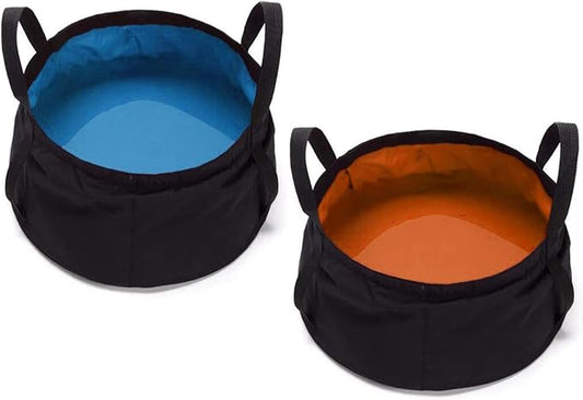 2-Pack Collapsible Bucket with Handle 2 Gallon Portable Camping Wash Basin Folding Water Container for Fishing Beach