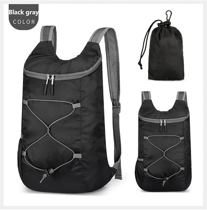 16L Hiking-Daypack Lightweight-Foldable Travel-Backpack Water-Resistant Camping Outdoor Packable Easy Carry-on Bag (Black&Gray)