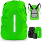 LAMA 2pcs Waterproof Rain Cover for Backpack, Reflective Rainproof Protector for Anti-dust and Anti-Theft S 18L-25L Black Green
