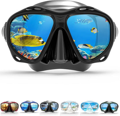 COPOZZ Adult Scuba Mask, Dive Mask Anti Fog Snorkeling Scuba Diving Glasses, Great Seal Free Diving Tempered Glass Mask Goggles
