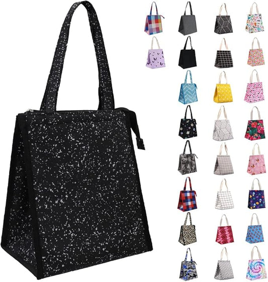 iknoe Lunch Bag Insulated Lunch Bags for Women & Men, 9L Reusable Lunch Tote, Portable Adult Thermal Large Lunch Cooler for Work Picnic Beach (Bright Black)