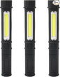 3Pcs LED Magnetic Worklight,Bulk Portable COB Inspection Lamp Trouble Light for Mechanic,BBQ,Car,Camping,Emergency (Black,Batteries NOT Included)
