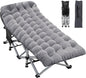 Folding Camping Cot 28inch w/Mattress, Heavy Duty Portable Sleeping Cot with Carry Bag, Double Layer Oxford Travel Camp Cots for Outdoors & Indoors, Suit for Adults Kids，Grey