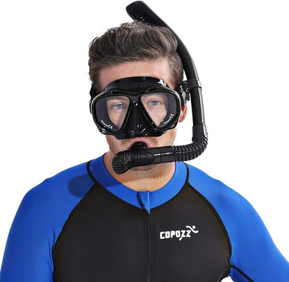 COPOZZ Adult Scuba Mask, Dive Mask Anti Fog Snorkeling Scuba Diving Glasses, Great Seal Free Diving Tempered Glass Mask Goggles