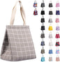 iknoe Insulated Lunch Bag for Women, 9L Sturdy Wide-Open Foldable & Portable Lunch Tote with Interior Pockets, Water-resistant Thermal Lunch Cooler for Adults Picnic Beach (Grey Plaid)