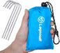 Outdoor Pocket Blanket, 55"x39" Waterproof Foldable Compact Small Pincic Blanket, Ultralight Tarp for Camping, Festival, Beach, Hiking, Backpacking, Travel and More, Stakes Included