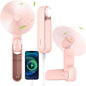 4 IN 1 Portable Handheld Fan,Personal Foldable Cooling Fan, Mini Pocket Fan,Desk Fan,Hand Fan,Flashlight,Power Bank,Table Lamp,Camping Travel Beach Fan, Birthday Gifts for Women Men(Pink)