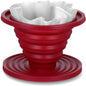 Collapsible Pour Over Coffee Dripper, Reusable Silicone Filter Holder, Travel Portable Pour Over Coffee Maker for Camping Picnic Party Traveling Office(Red)