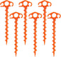 Tent Stakes Sand Stakes for Beach Tent Spiral Anchor Stakes 9.4 Inch Heavy Duty Screw Canopy Stakes for Camping, Hiking and More (6, Orange)