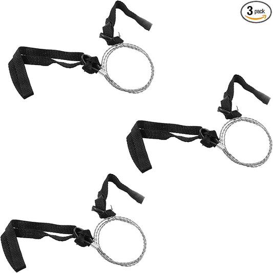 3 Pcs Stainless Steel Survival Wire Saw 21.65 Inch, Garrote Wire Cable Saw String Saw, Emergency Pocket Saw Rope Saw Hand Tool for Wood Cutting Hiking Hunting