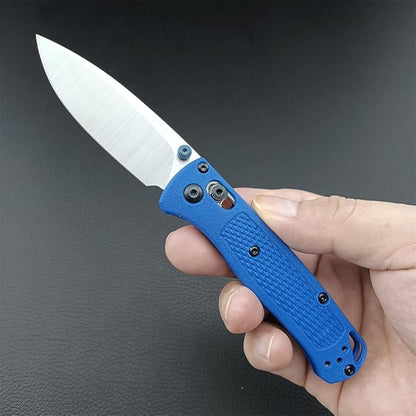 6.5In Thumb Mini Folding Pocket Knife, EDC Lightweight Manual Studs Open Stain Blade Plain Edge Fiberglass Handle With Belt Clip, Axis Lock,Gift for Man (Blue)