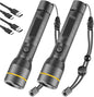 2 Pack Led Flashlights High Lumens Rechargeable — 990000 Lumen Super Bright Flashlight led Flashlight Rechargeable, Rechargeable Flashlights, Powerful flashlights for Home Emergencies Camping Hiking