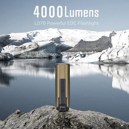 IMALENT LD70 Pocket EDC Flashlight, 4000 Lumens Compact Bright Powerful Flashlights with CREE XHP70.2 LED, Rechargeable Handheld Torch for Camping and Hiking (Gold)