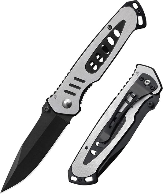 3.2 INCHES Blade Stainless Steel Folding Knife, Pocket Knife With Stainless Steel Handle for Outdoor…