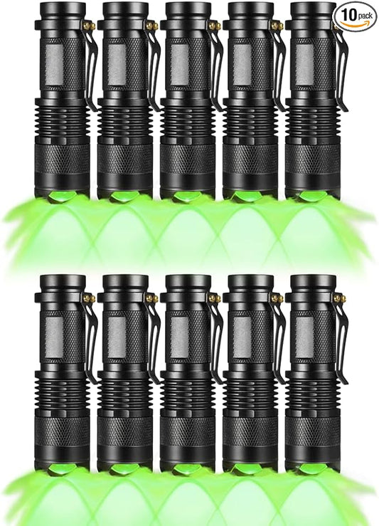 10 Pack Green Light Flashlight, 1 Mode Green LED Flashlight, Green Light for Night Observation