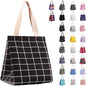iknoe Insulated Lunch Bag for Women, 9L Sturdy Wide-Open Foldable & Portable Lunch Tote with Interior Pockets, Water-resistant Thermal Lunch Cooler for Adults Picnic Beach-Black Plaid