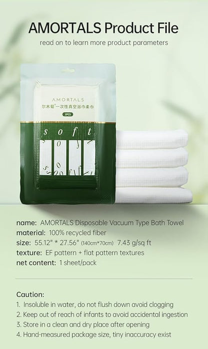 6 Packs Large Compressed Towel, 55.12'' x 28'' Disposable Cotton Bath Towels, Portable Thick Cotton Towel Reusable Suitable for Hiking Camping Beach Swimming and Traveling