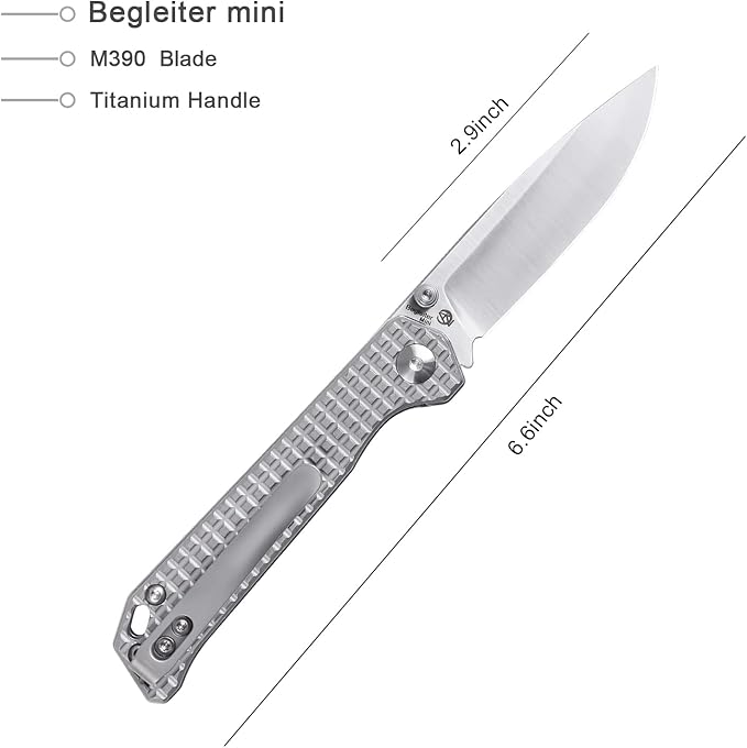 Kizer Begleiter Mini EDC Knife, Titanium Handle with M390 Blade, Small Grey Knife Gift for Men, Ki3458RA2