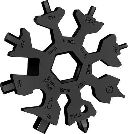 18 in 1 Snowflake Multi Tool, Phillips Flat Screwdriver Kit/Wrench/Bottle Opener, EDC Camping Gear, Gifts for Men (Black)