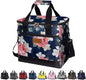 iknoe Large Cooler Bag Collapsible, 15L Insulated Bags, Leakproof Lunch Cooler Tote with Multi-Pockets for Adult, Insulated Lunch Box for Beach, Picnic,Work, Flower 24-Can