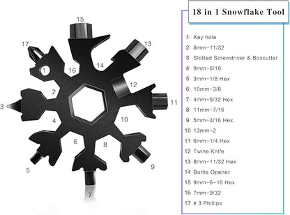 4 Pack Snowflake Multitool,18-In-1 Stainless Steel Snowflake Wrench Screwdriver Multi-Tool,for Men Christmas Great Gifts