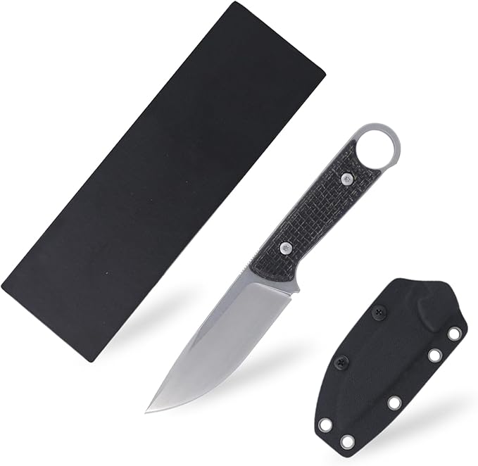 3.38 Inches D2 Steel Fixed Blade Knife,with Kydex Sheaths,for Camping,Hunting,Outdoor Activities 1048A1, realbbh8
