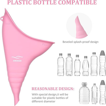 AWOKEN Female Urination Device, Reusable Silicone Female Urinal Women Pee Funnel Women to Pee Standing Up, Female Urinal with Drawstring Bags for Travel and Outdoor Camping