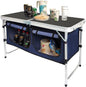 CampLand Outdoor Folding Table Aluminum Lightweight Height Adjustable with Storage Organizer for BBQ, Party, Camping