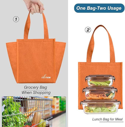 iknoe Lunch Bag Insulated Lunch Bags for Women & Men, 9L Reusable Lunch Tote, Portable Adult Thermal Large Lunch Cooler for Work Picnic Beach (Orange)