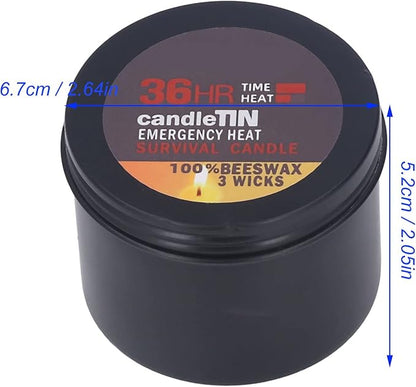 3 Wick Survival Candle, Beeswax Emergency Candle Natural Aroma 36 Hour Long Burning Candles, Outdoor Emergency Candle Light Source for Blackout, Camping, Fishing, Hunting