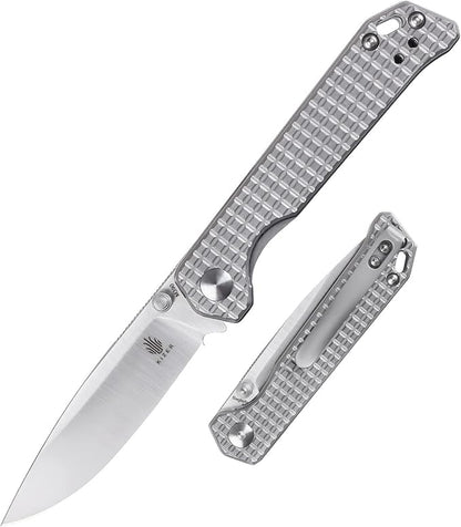 Kizer Begleiter Mini EDC Knife, Titanium Handle with M390 Blade, Small Grey Knife Gift for Men, Ki3458RA2