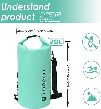 20L/30L Dry Bag Large Waterproof Bag Roll-Top Heavy Duty Fishing Duffel Bag with Durable Straps for Kayaking Paddle boarding Boating Rafting Fishing