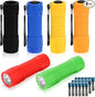 6-Pack Small Mini Flashlight Set, 9-LED Handheld Flashlight with Lanyard,18-Pack AAA Battery Included for Kids/Night Reading/Party/Camping/Emergency/Hunting (6 Pack)