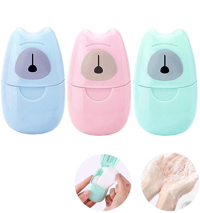 Portable Disposable Soap Sheets, Mini Portable Hand Washing Travel Hiking Washing Hand Bath Toiletry Paper Soap Sheets Bathing Soap (3 Boxes)