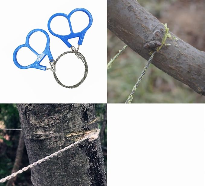 3X Wire Saw Stainless Steel Pocket Chainsaw Mini Saw Emergency Chainsaw Survival Kit Outdoor Tools(Blue)