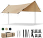 Bessport Camping Tarp, 16×9.8FT with 2 Poles, Portable Multifunctional Backpacking, PU 3000mm Waterproof Rain Fly Hammock Tarp for Outdoor,Traveling, Hilking